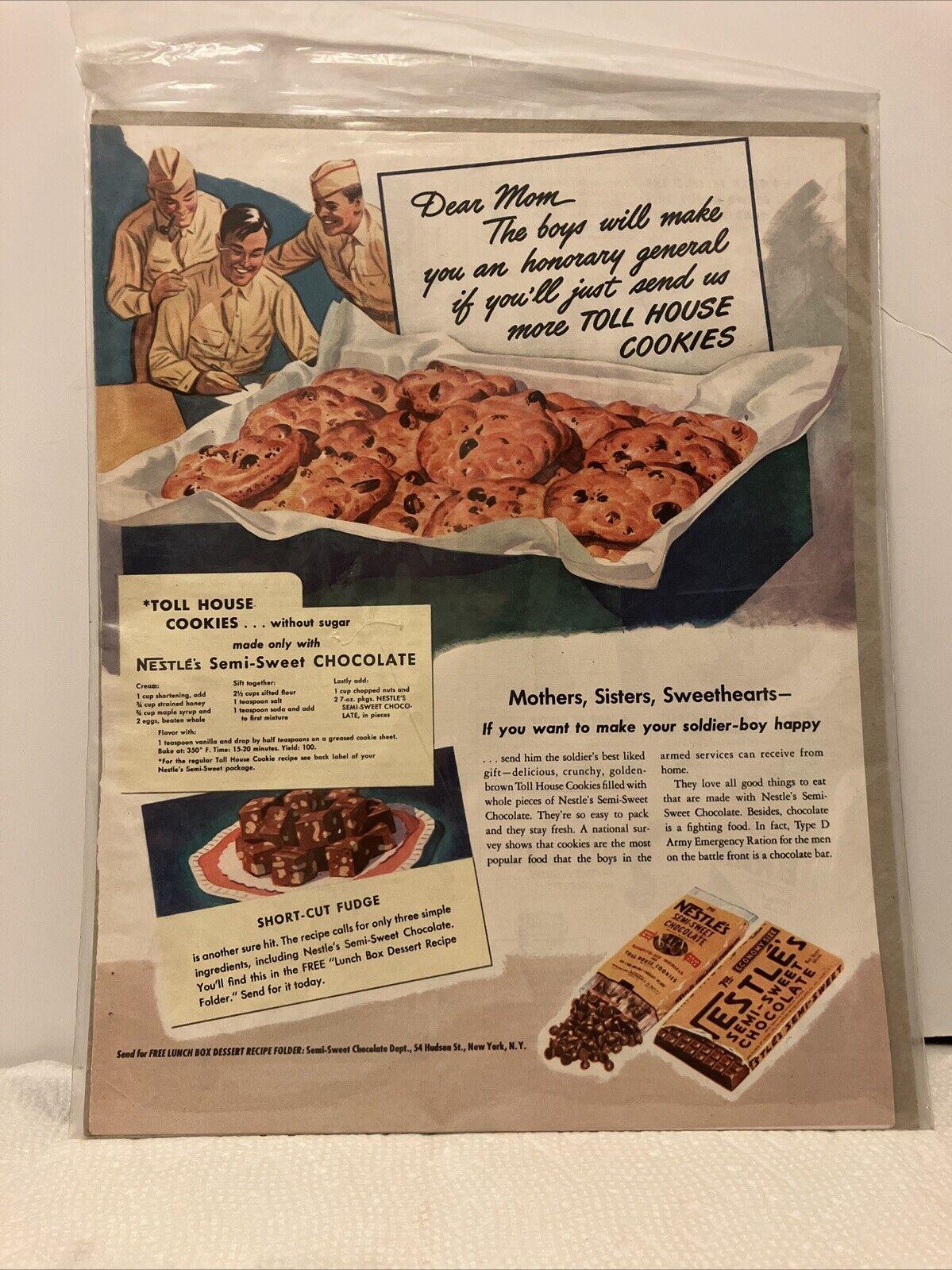 1942 NESTLE\'S Toll House Cookies & Short-Cut Fudge Ad WWII Soldier Chocolate