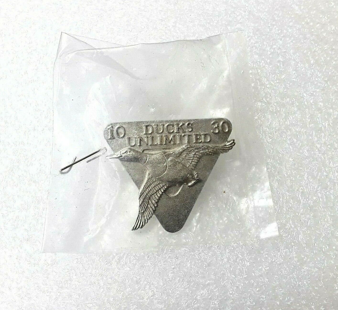 NEW Ducks Unlimited Lapel Hat Pin - Pewter Triangle 10 30