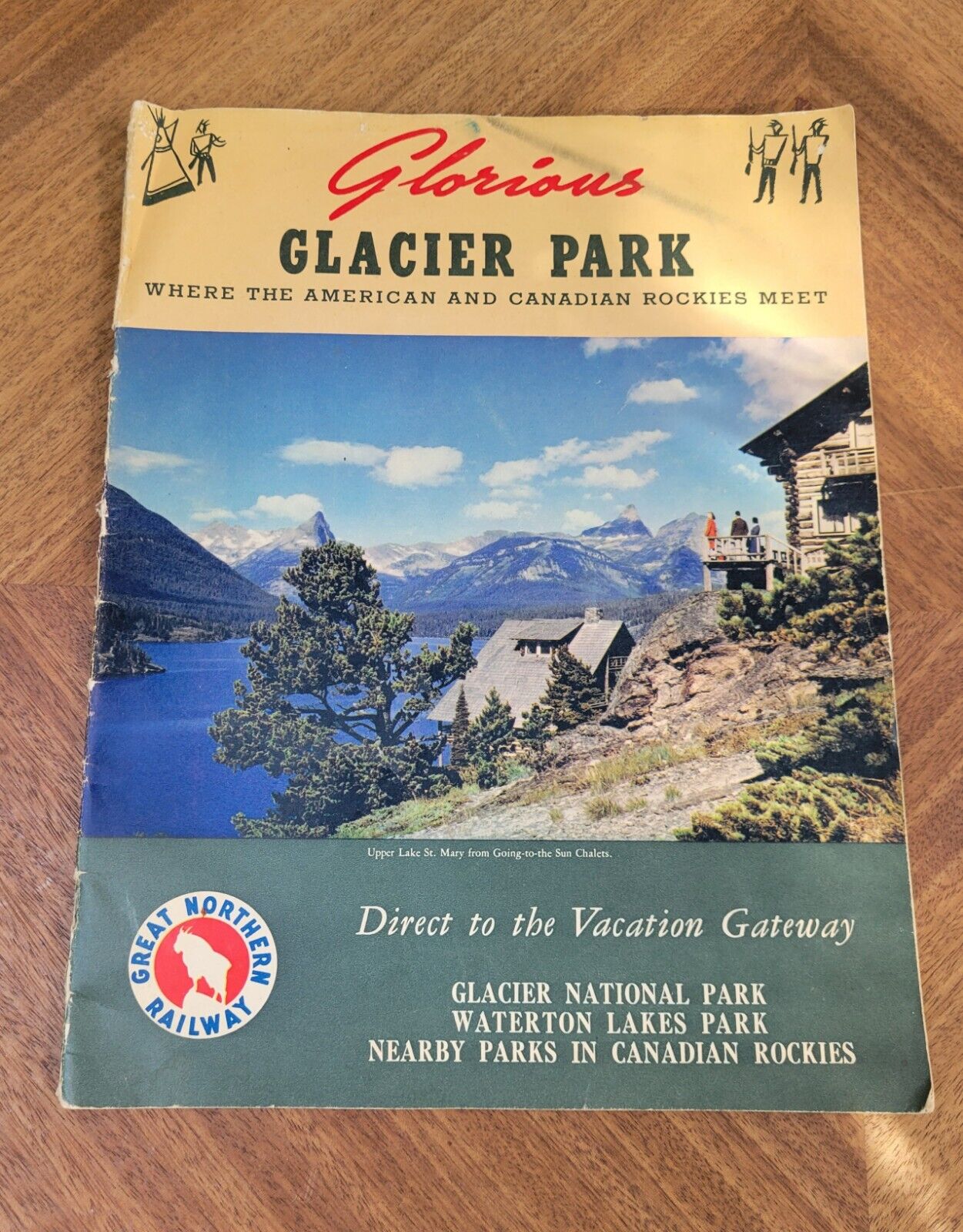 Great Northern Railroad Glorious Glacier Park booklet FOLDOUT Map 1940s