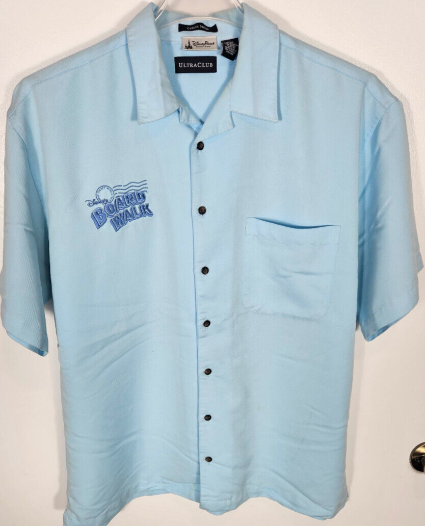 Disney Parks Disney's Board Walk Men's Large Blue Shirt SS Collared Button-Up