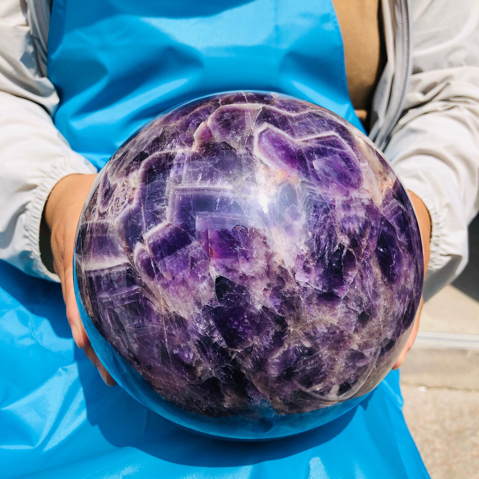 13.9LB Natural Dream Amethyst Quartz Crystal Sphere Ball Healing