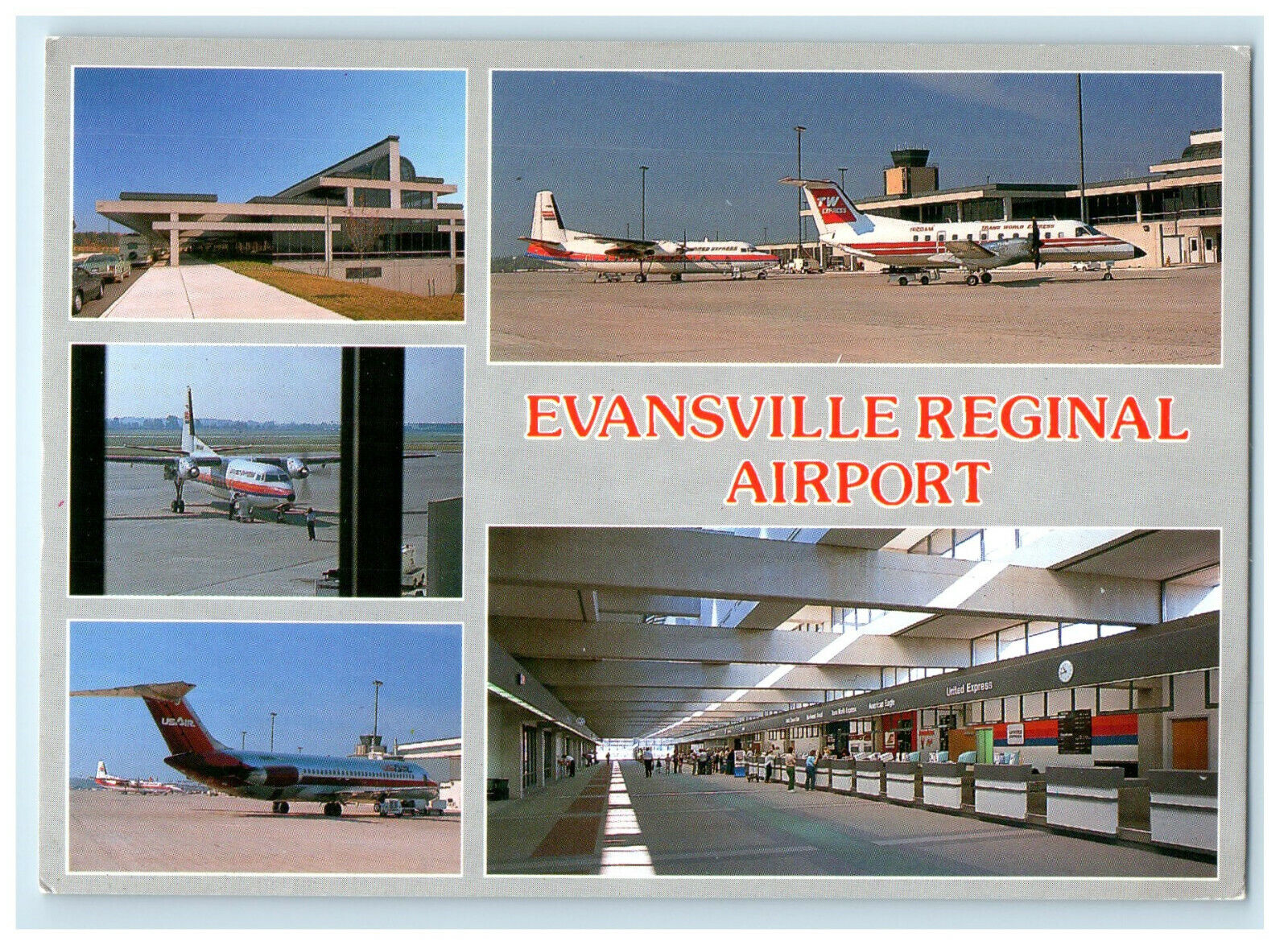 c1960s Evansville Reginal Airport at Evansville Indiana IN Unposted Postcard