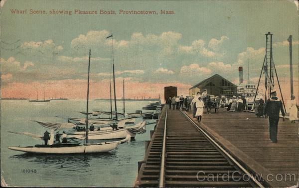 1922 Provincetown,MA Wharf Scene,Showing Pleasure Boats Barnstable County