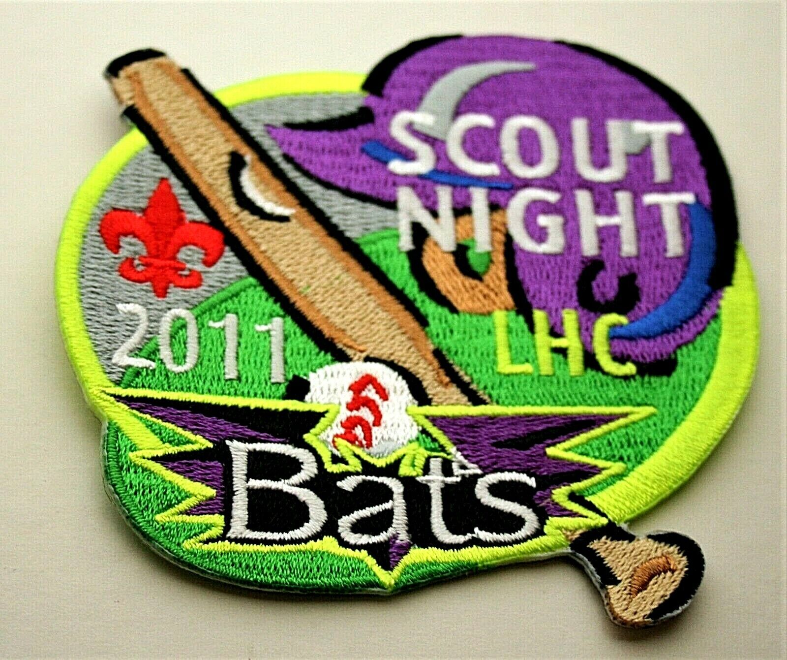 2011 BSA Scout Night Bats LHC Council Boy Scouts Patch New NOS Baseball