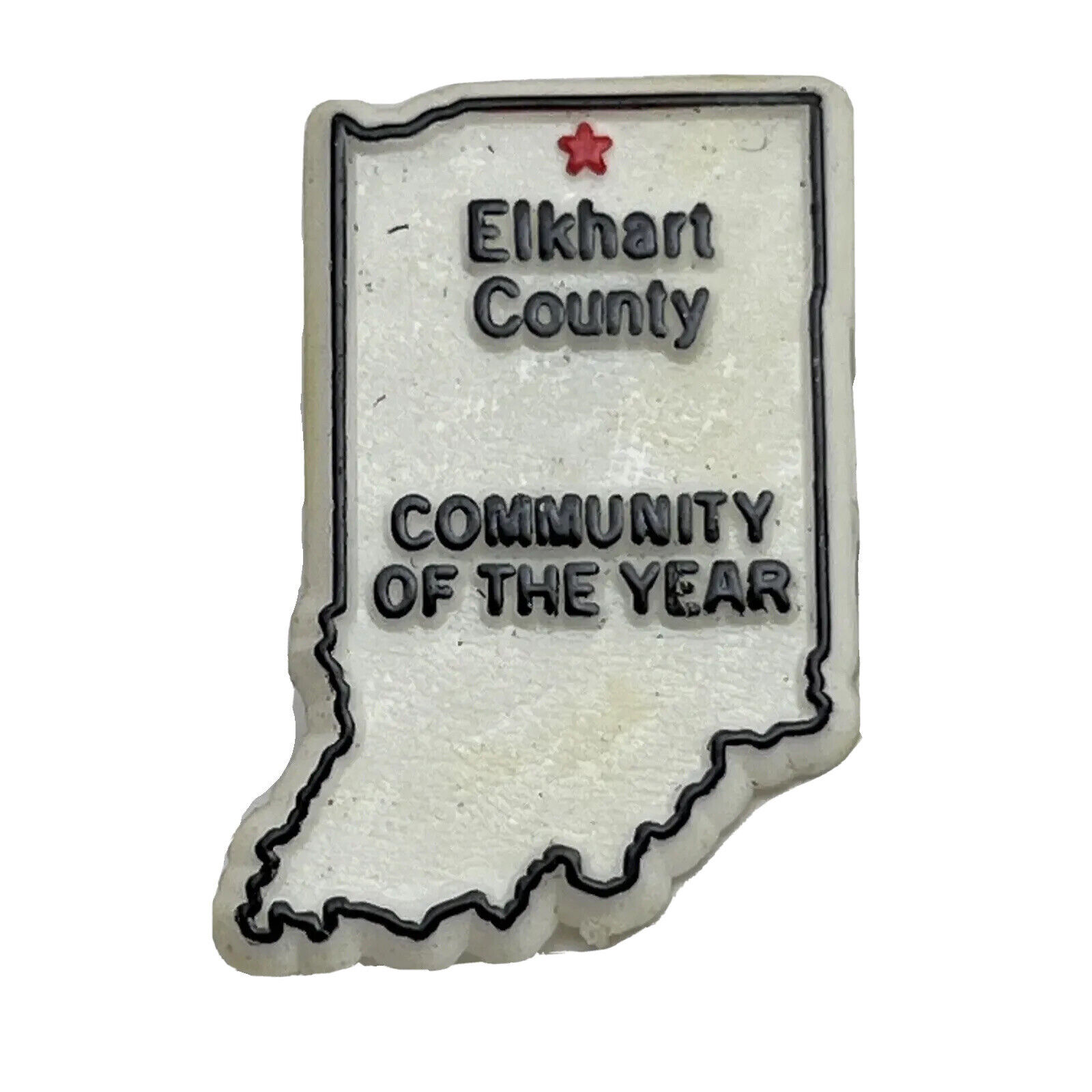 Elkhart County Indiana City State Souvenir Tourism Plastic Lapel Hat Pin Pinback