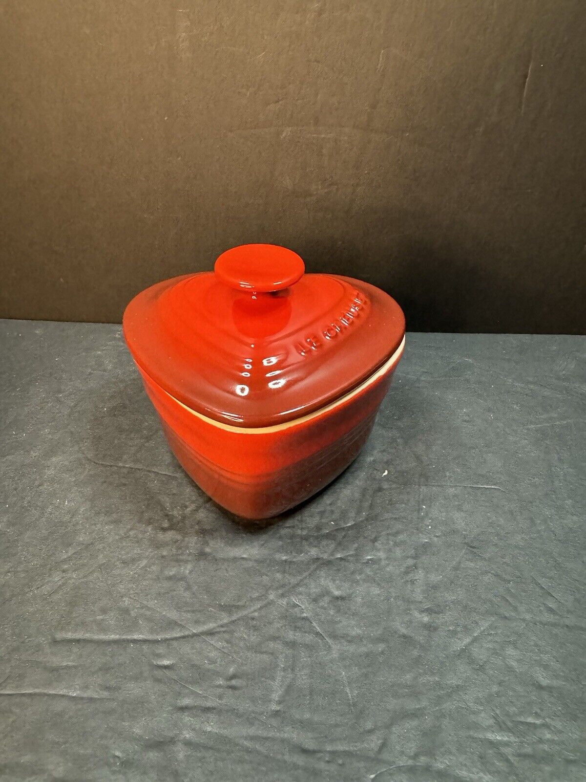 LE CREUSET Heart Shaped Ceramic Shallow Heart Mini Casserole Red with Lid