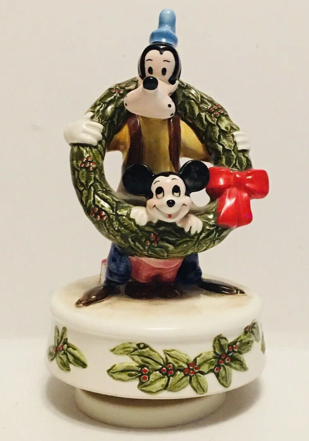 Walt Disney Christmas NOT WORKING Music Box Ltd Edition Goofy Mickey Mouse VTG.