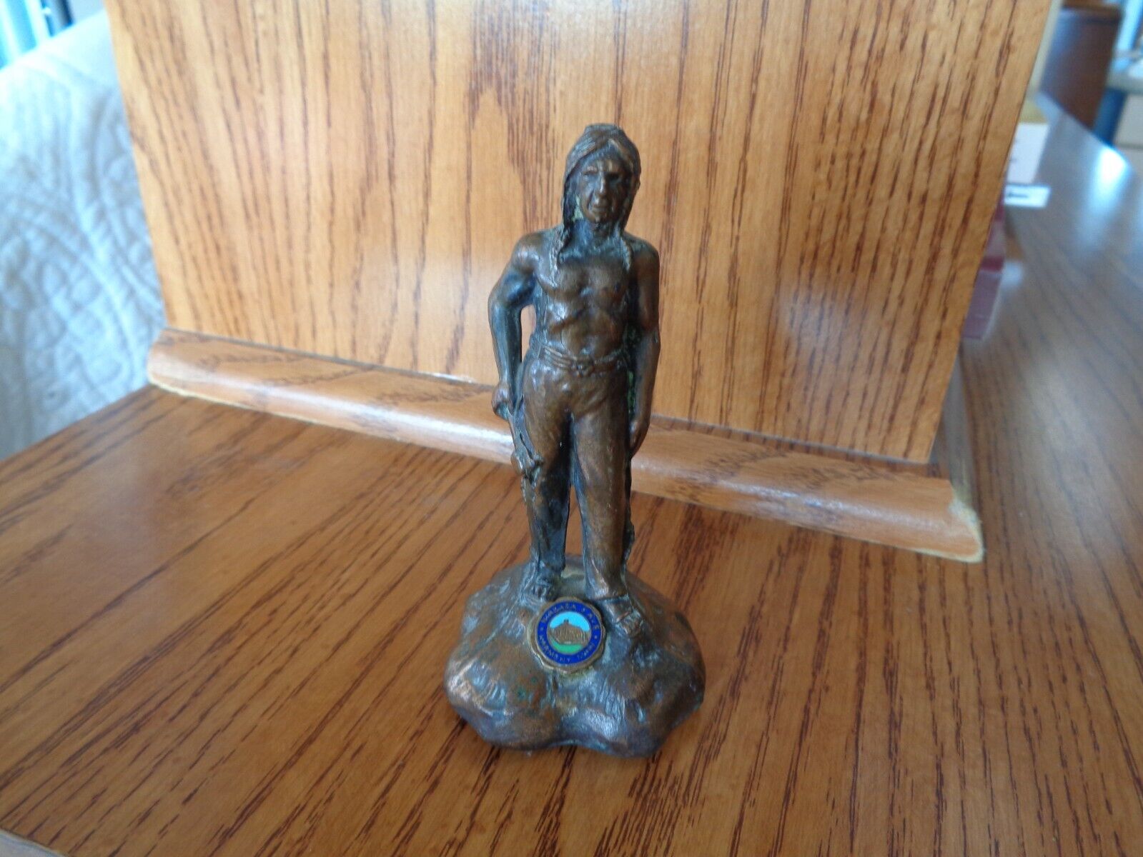 Vintage NIAGARA CAVE HARMONY MINNESOTA OLD INDIAN STATUE COPPER WASH
