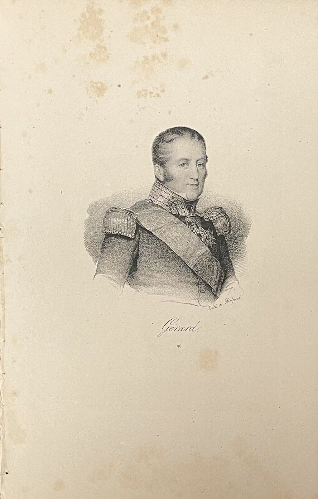 Napoleon’s General Etienne Maurice Gerard 19th Century Lithograph