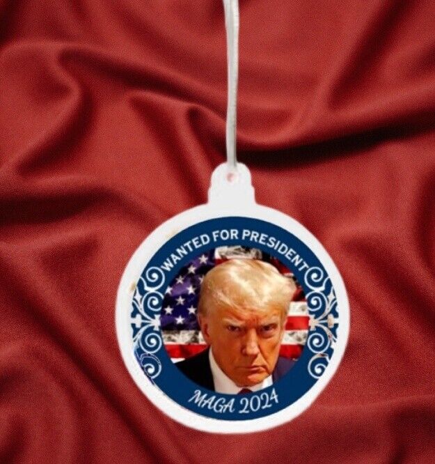 *12PC SET* Donald Trump Wanted For President 2024 Mugshot Ornaments. Acrylic.