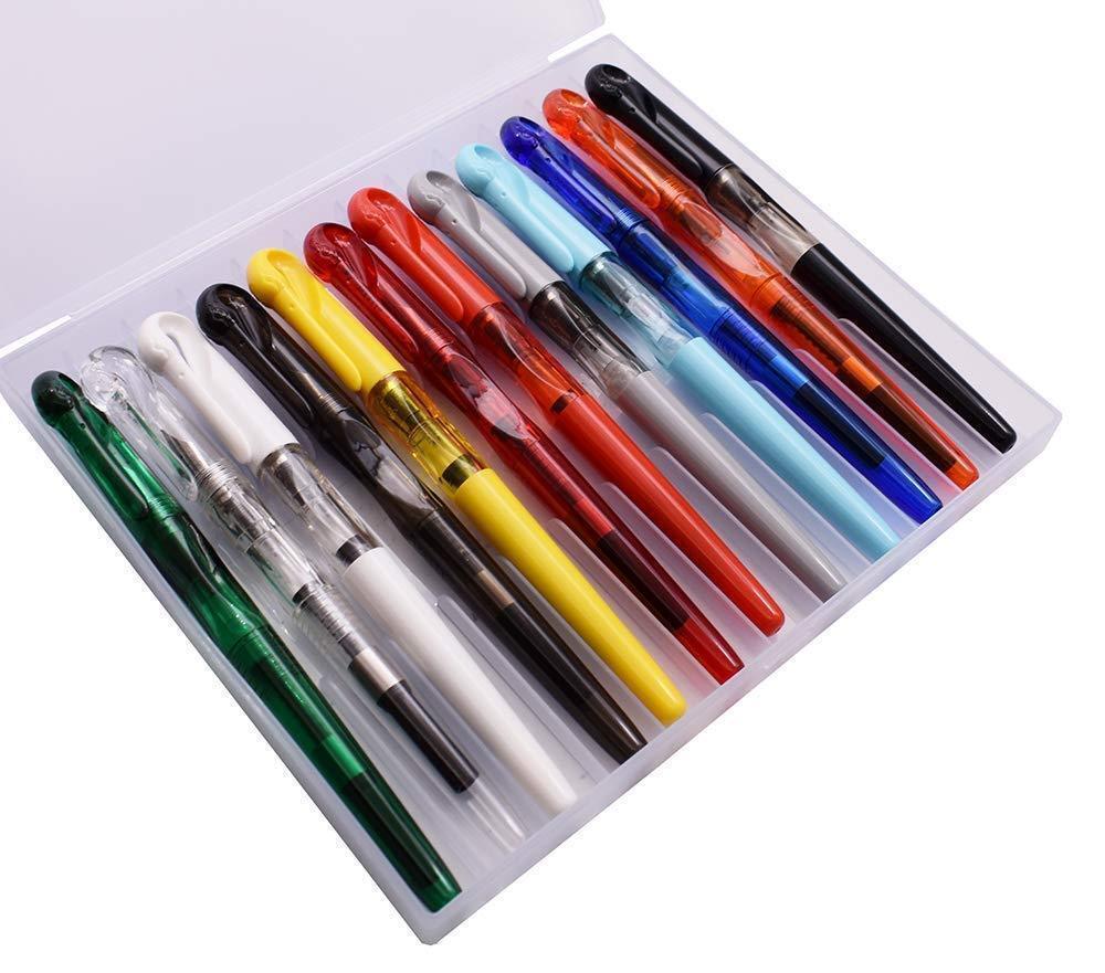 12 PCS Set Jinhao Swan Cute Fountain Pen EF/F 0.38/0.5mm 12 Colors and Gift Box