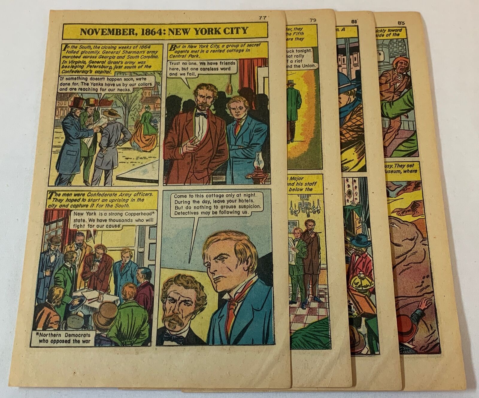 1961 eight page cartoon story ~ Civil War COPPERHEADS IN NEW YORK CITY
