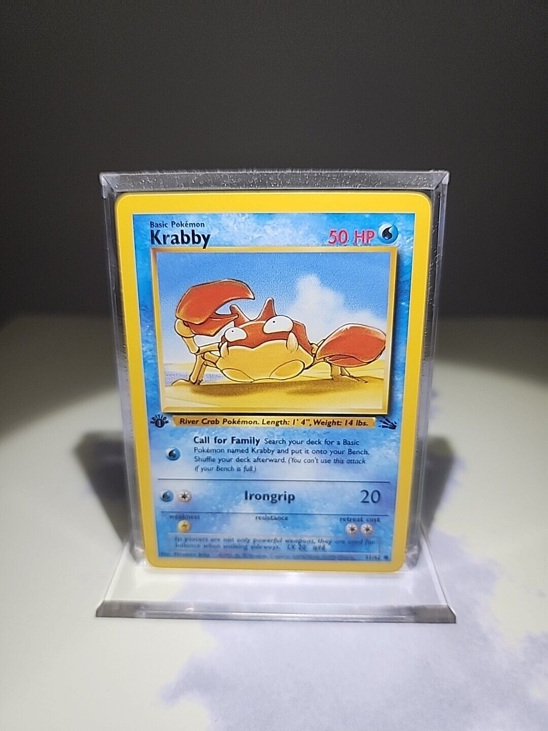Pokémon Krabby 1st Edition 51/62 Fossil WOTC 1999 Pokemon Common Card NM
