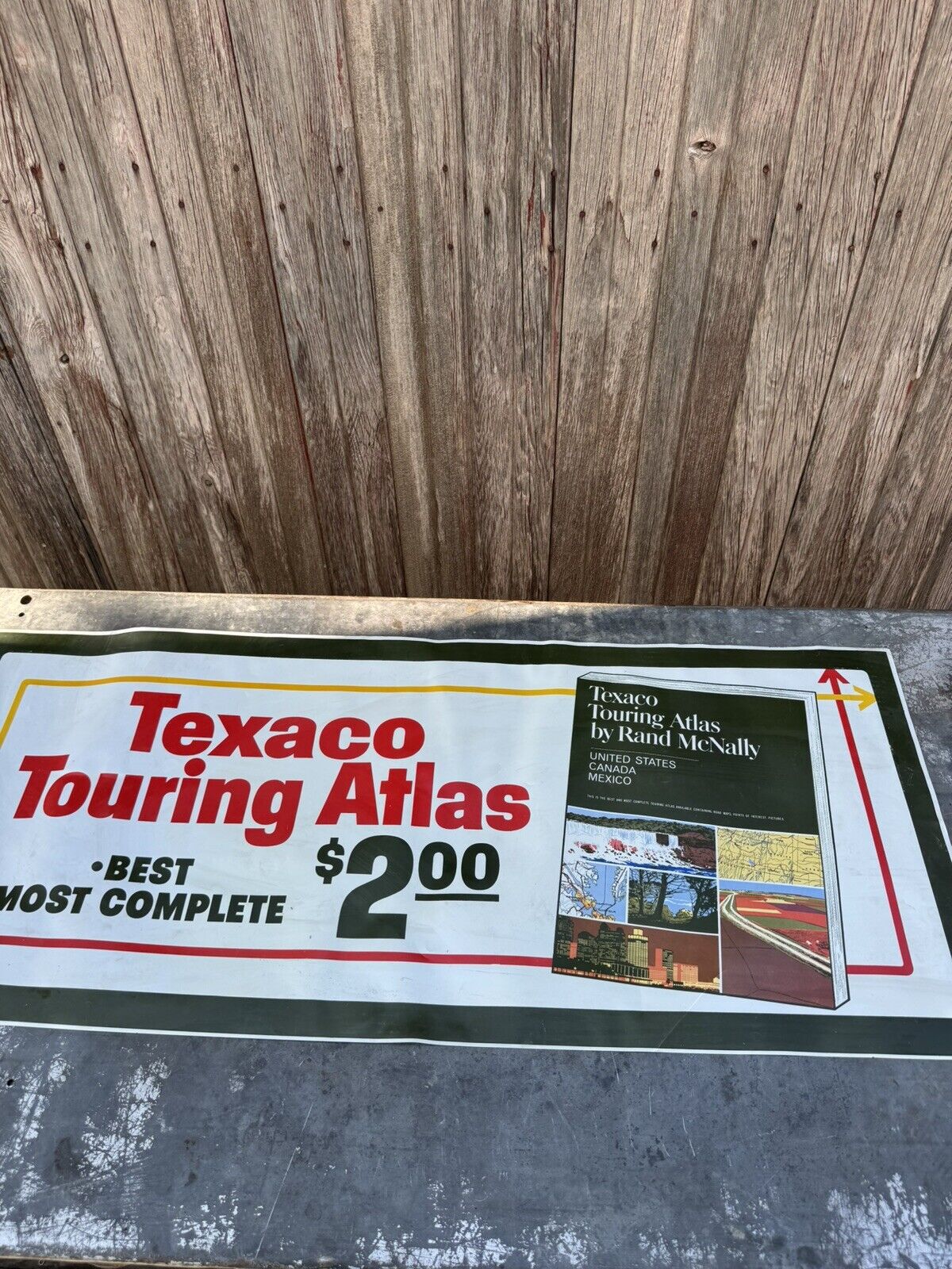 Vintage Texaco Touring Atlas Banner Poster Gas  Station Sign Authentic