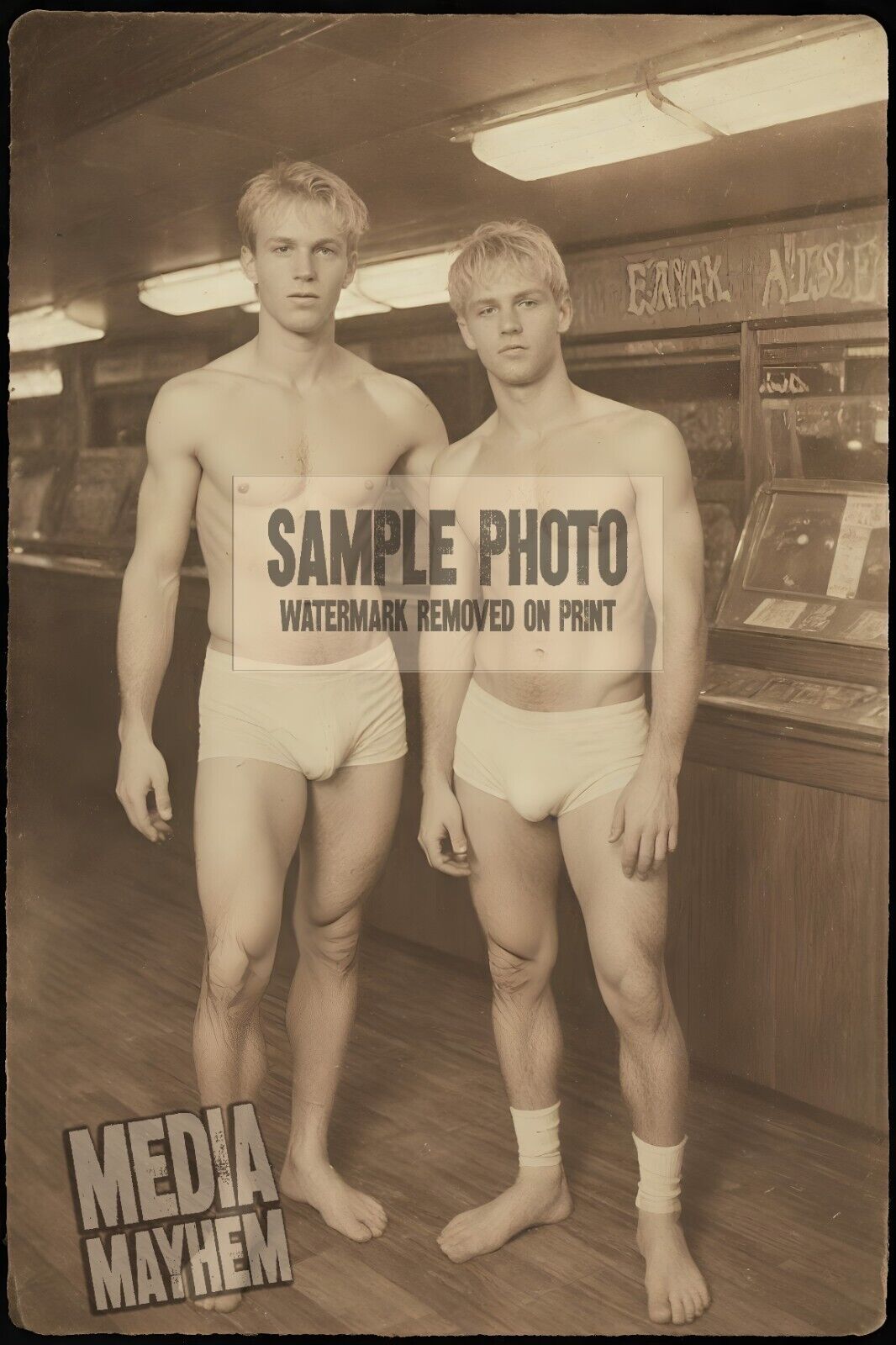 Grocery Store Prank Two Men in Undies Bulge Print 4x6 Gay Interest Photo #122