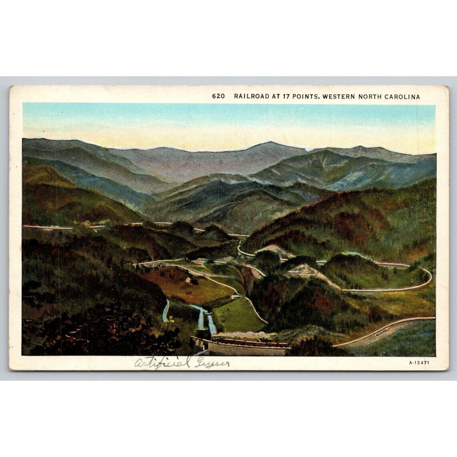 Postcard Railroad At 17 Points Western North Carolina