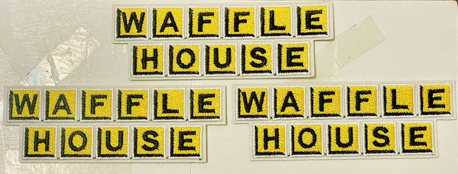 3 New Waffle House Uniform Accessories Embroidered Iron On Patches.