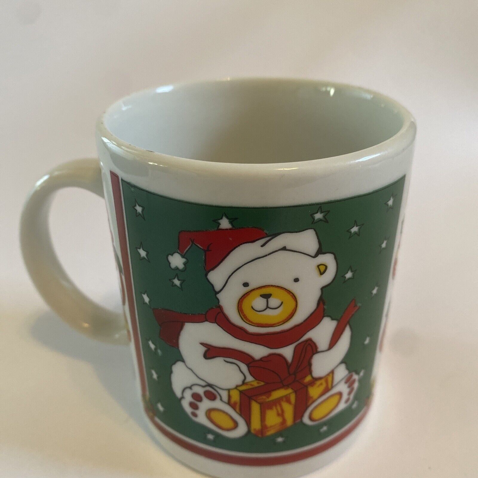 Houston Foods 1986 Coffee Holiday Christmas Mug Vintage Teddy Bear Presents