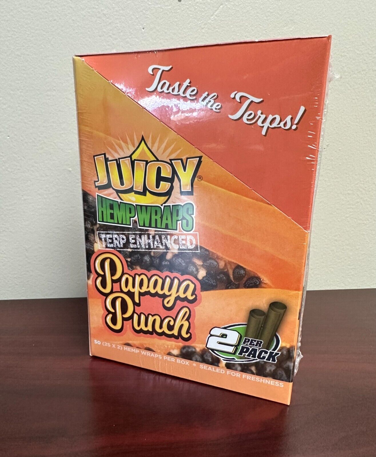 Juicy Jays Papaya Punch Wraps 25 Packs 50 Total Wraps Full Box