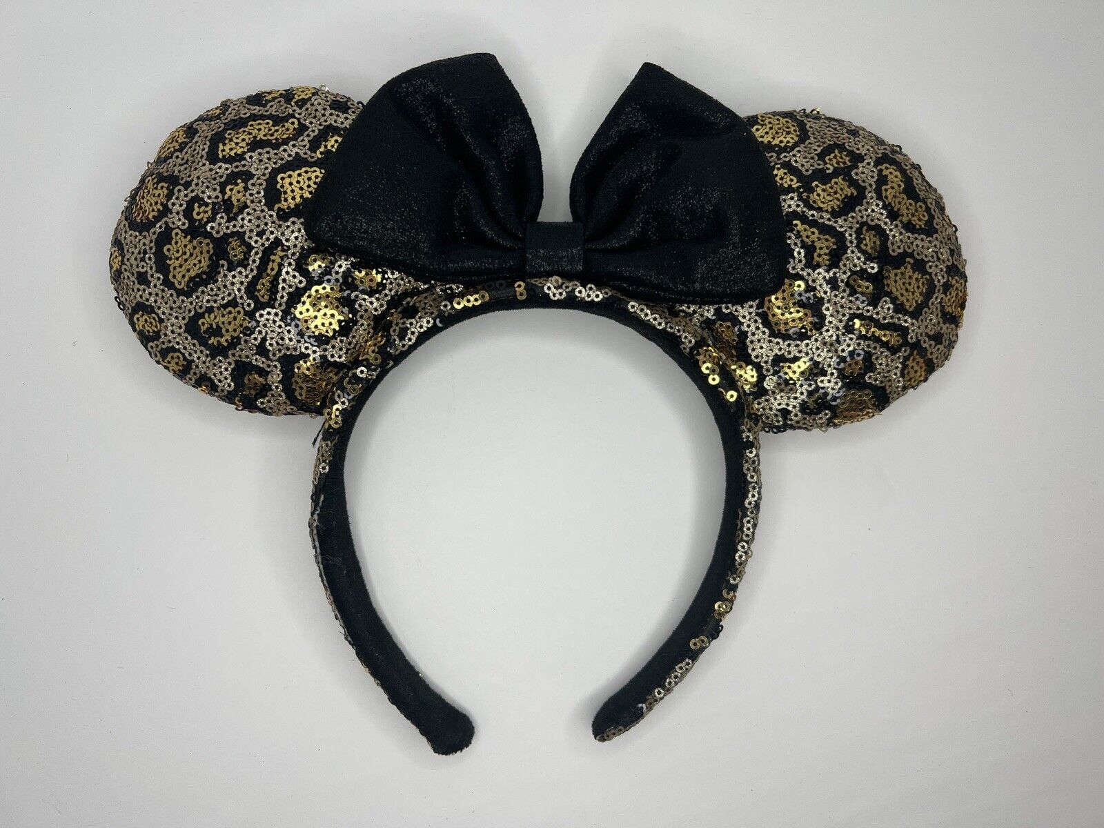 Disney Ears Leopard Print Animal Black Bow Mickey Minnie Headband