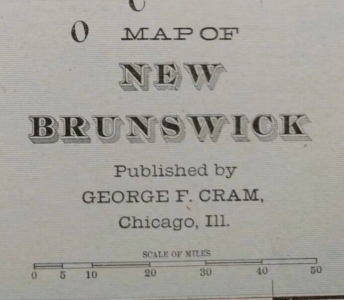 Vintage 1901 NEW BRUNSWICK CANADA Map 22