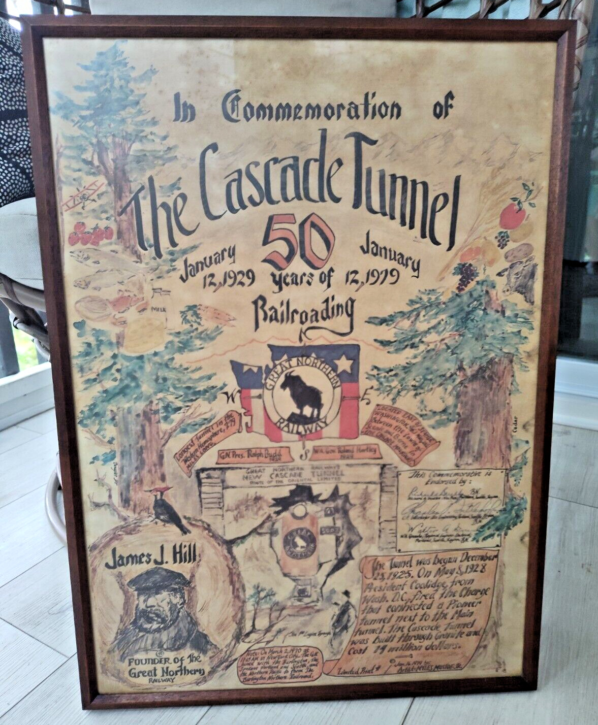 Vintage Signed & Numbered 50th Anniversary of the Cascade Tunnel (WA) Poster