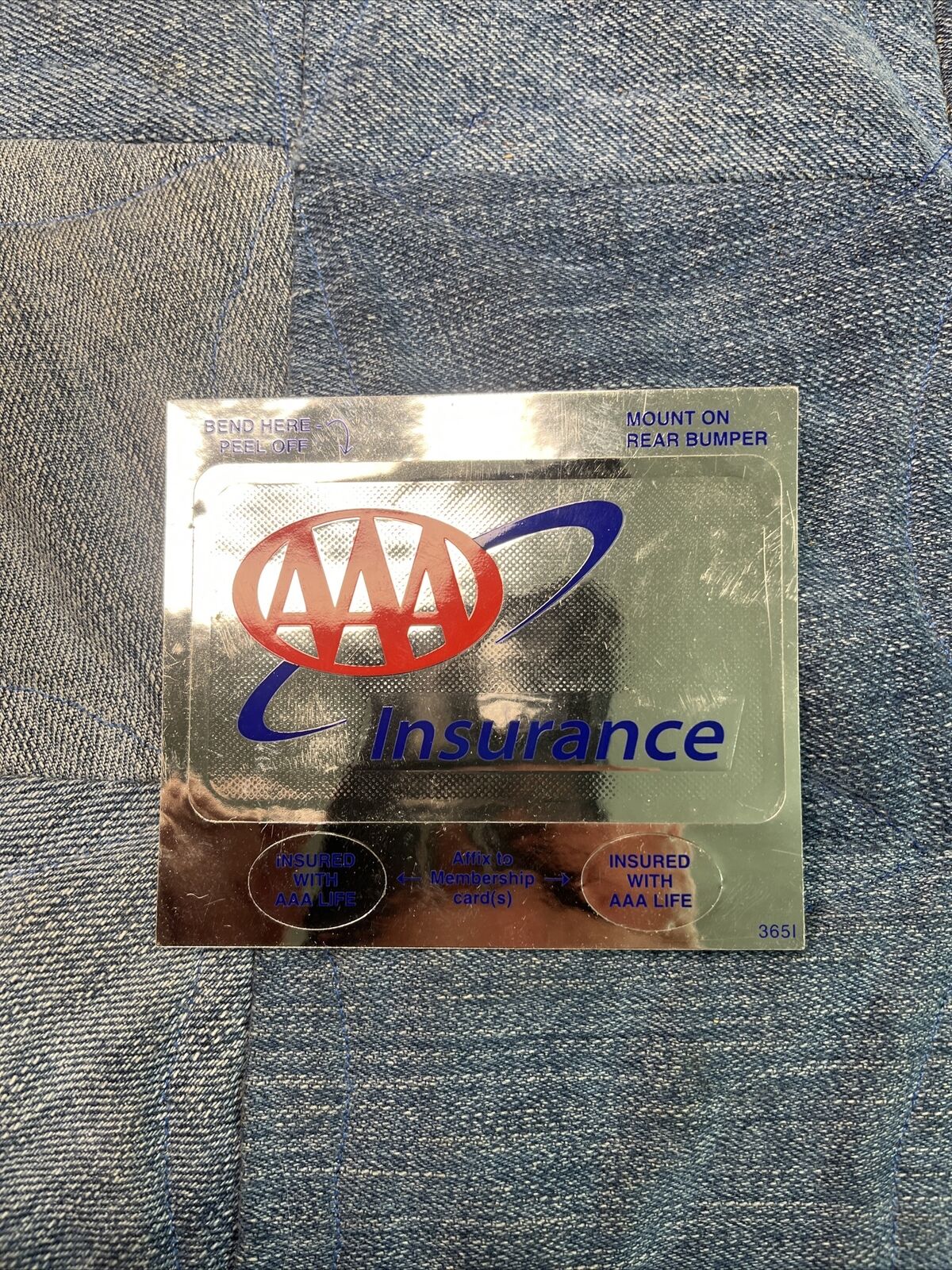 AAA Insurance Reflective Silver Foil Car Decal Adhesive Bumper Sticker 1970s