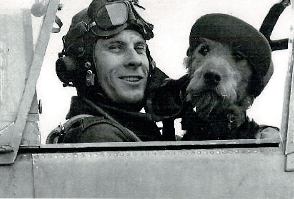 Military Pilot and his Airedale WWII era gentleman's gay photo collection 4x6