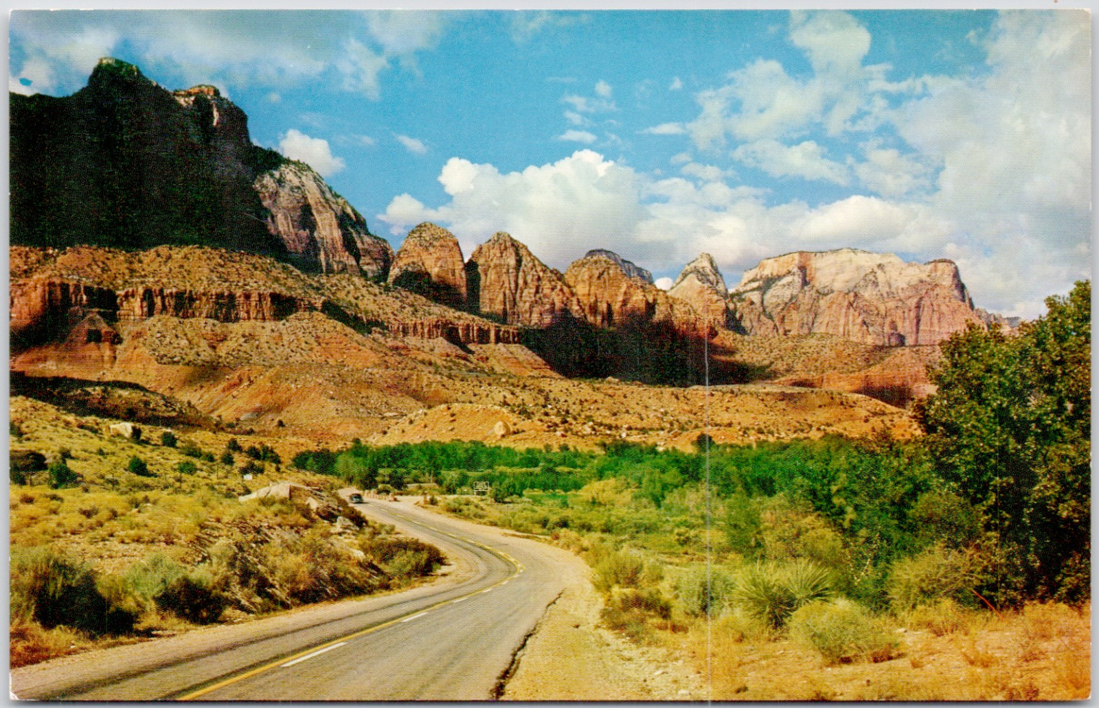 Zion National Park Southern Utah Scenic Road Canyon Walls USA Vintage Postcard