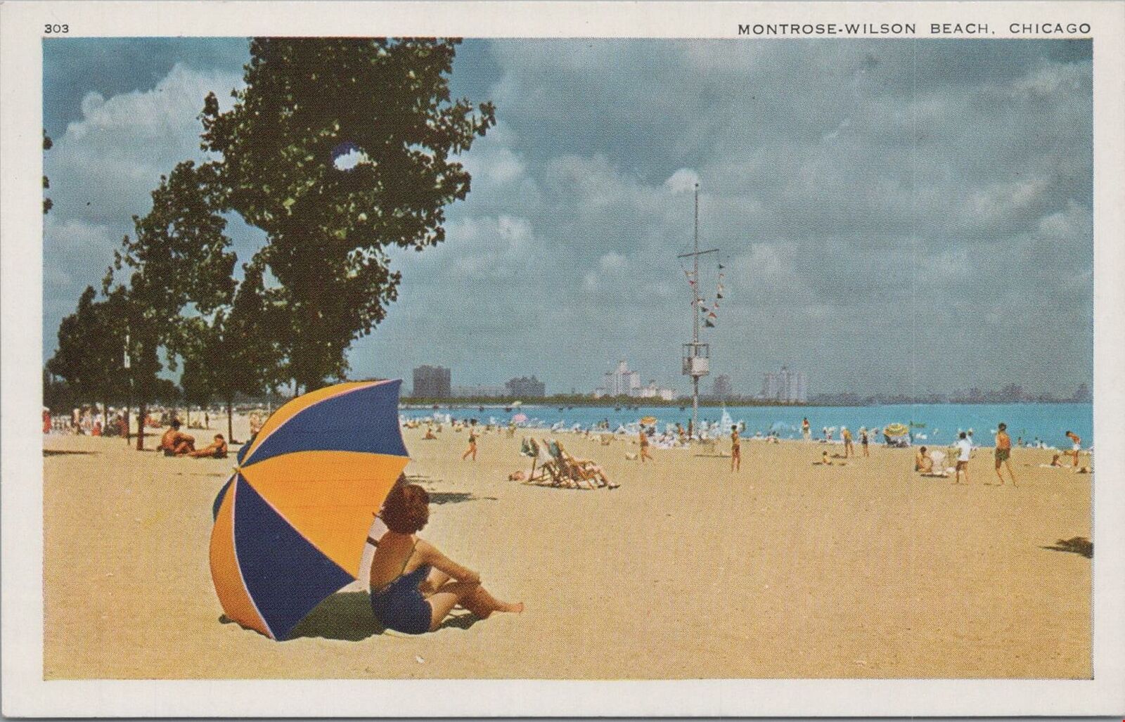 Postcard Montrose Wilson Beach Chicago IL 