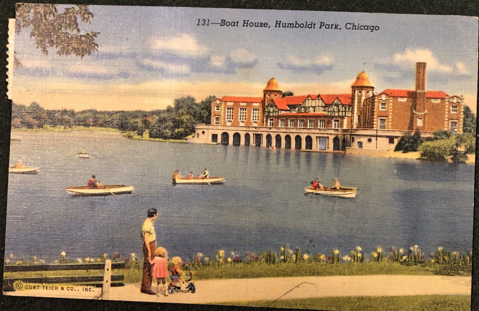Postcard Chicago Illinois - Boat House, Humboldt Park - posted 1940s