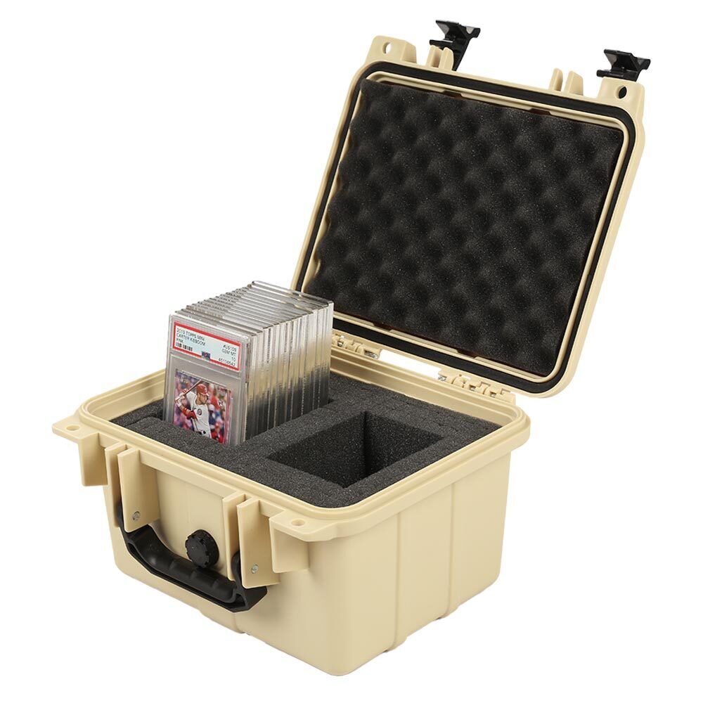 Beige 50ct Graded Card Storage Box Holder&Protector Travel Waterproof Case Slab 