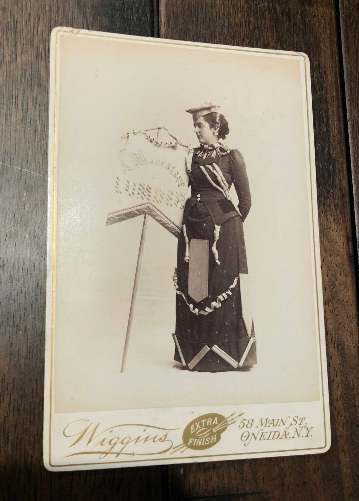 Banner Lady Decorated Dress Holding Advertising Sign Rare Fashion Photo Unusual