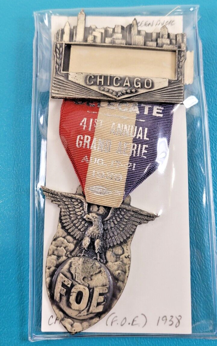 Chicago F.O.E. 41st Annual Aerie Medal Pin Badge c. 1939 Fraternal Order Eagles