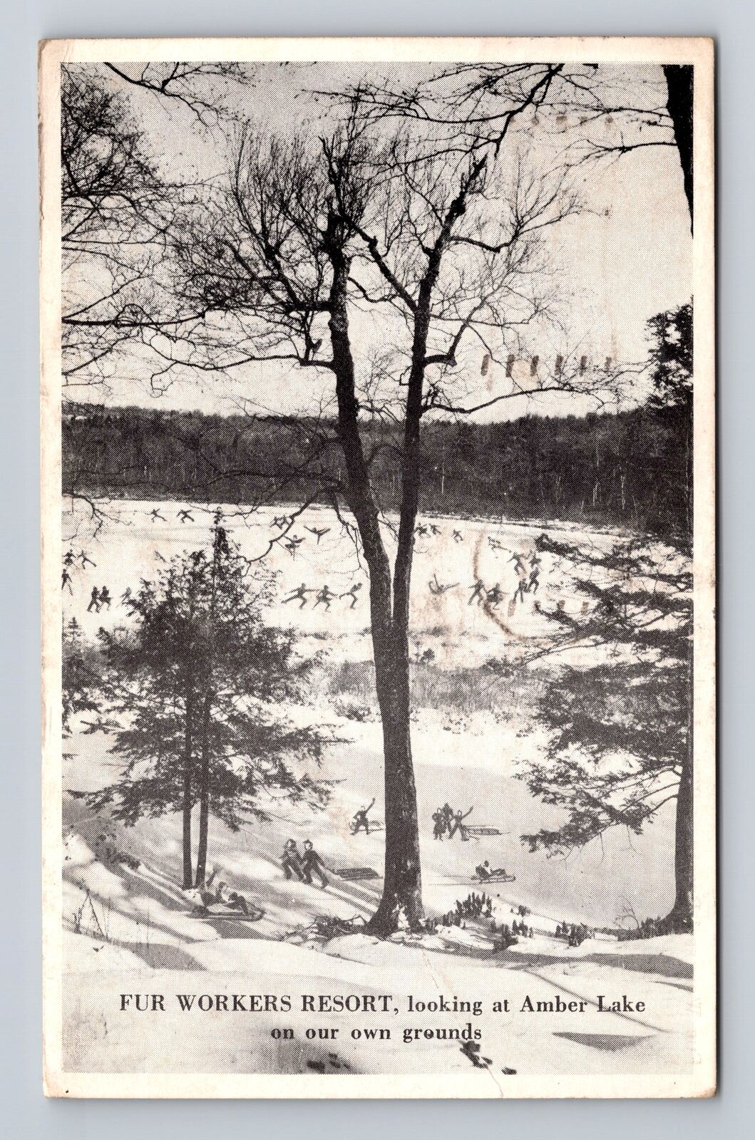 White Lake NY-New York, Fur Workers Resort, Amber Lake Vintage c1950 Postcard