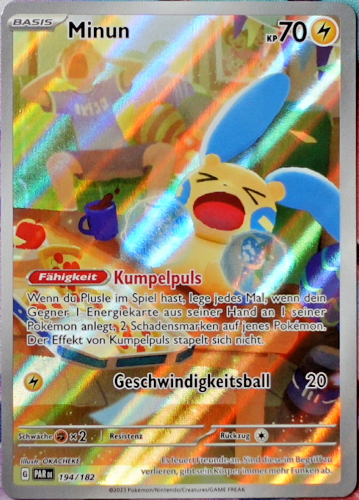 Pokemon Minun Art Rare 194/182 Paradoxrift Near Mint German