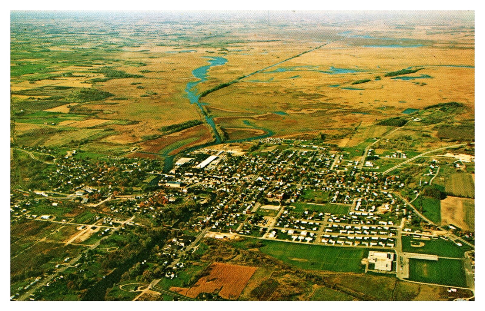 Postcard WI Horicon - aerial with view of surrounding marsh