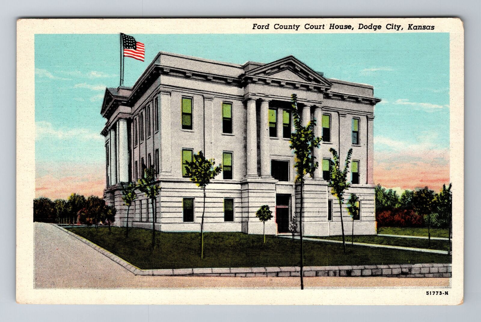 Dodge City KS-Kansas, Ford County Court House, Antique, Vintage Postcard