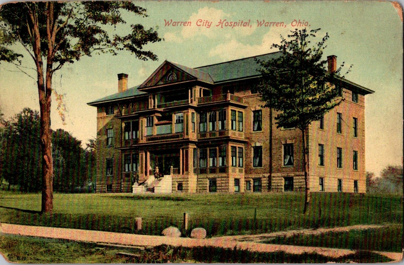 Postcard Warren City Hospital Warren Ohio Divided Back Postmarked 1910