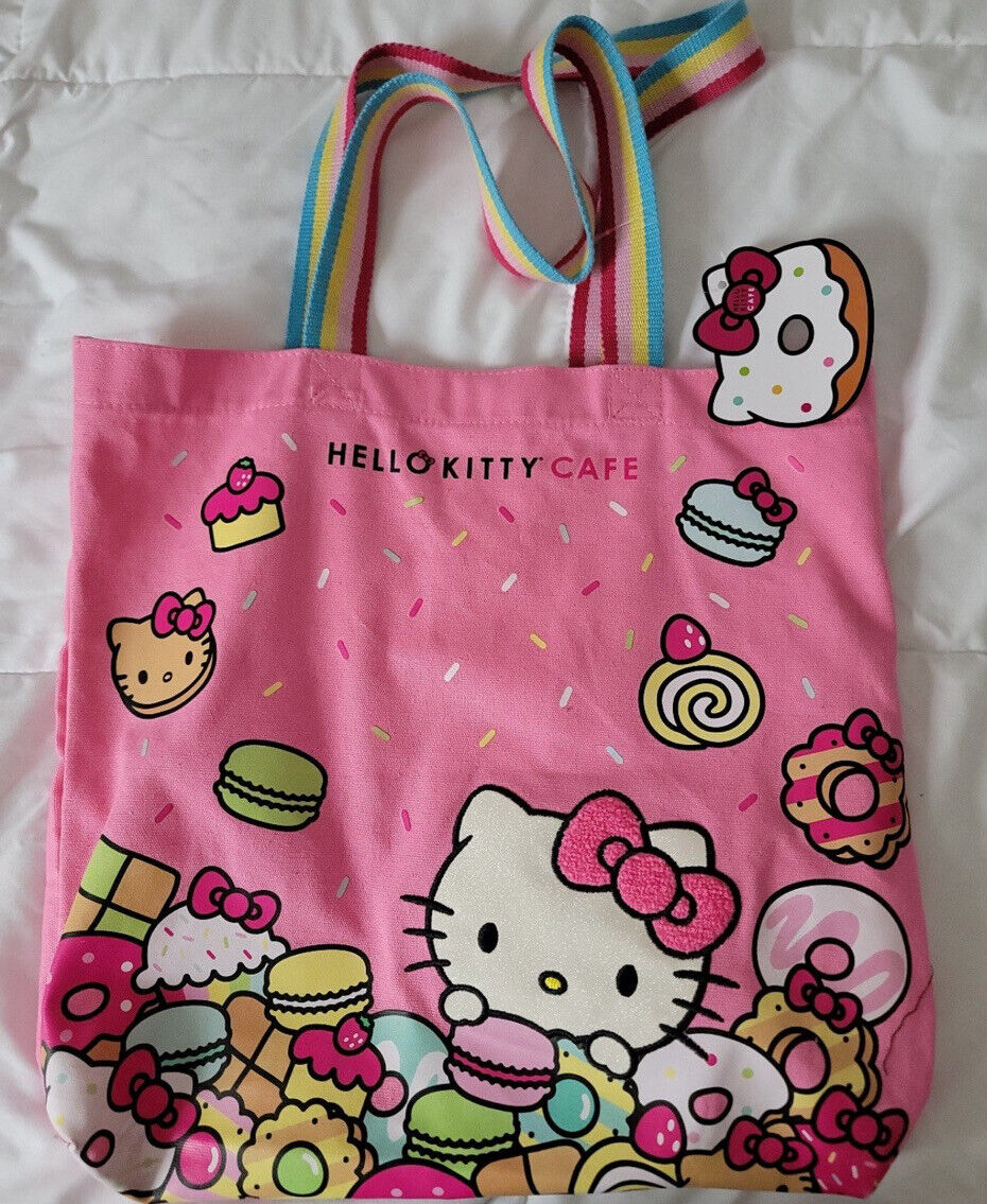 New Hello Kitty Cafe Truck 2023 Large Pink Canvas Tote Bag Limited Edition
