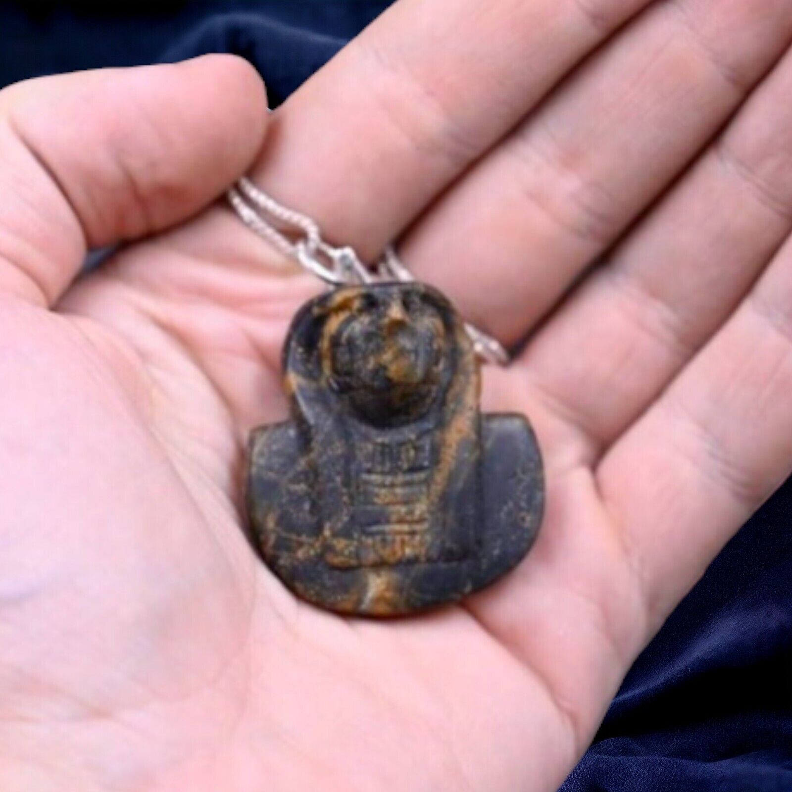 Exquisite RARE ANCIENT EGYPTIAN ANTIQUITY: Silver God Horus Amulet & Pendant BC