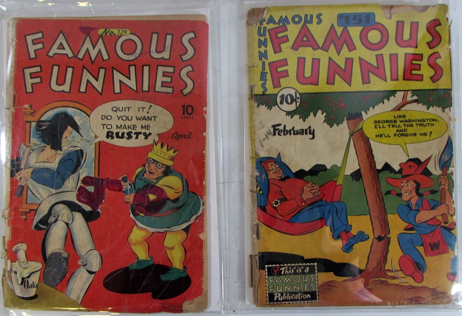 Famous Funnies Lot of 2 #129,151 Famous Funnies (1945) GD- 1st Print Comic Books