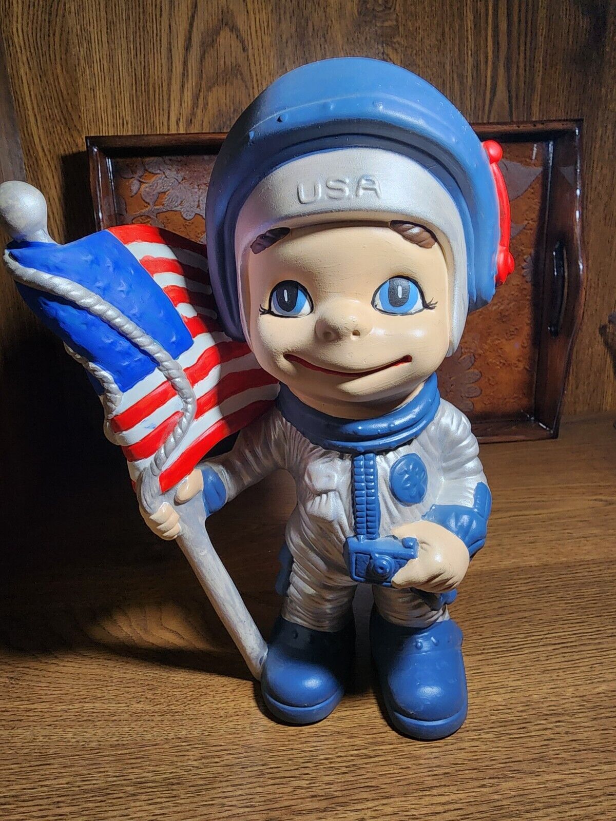 Vintage 1970s Astronaut Smiley Boy Figurine