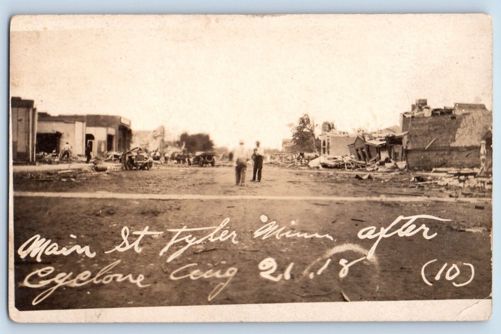 Tyler MN Postcard RPPC Photo Main Street After Cyclone Tornado Disaster 1918