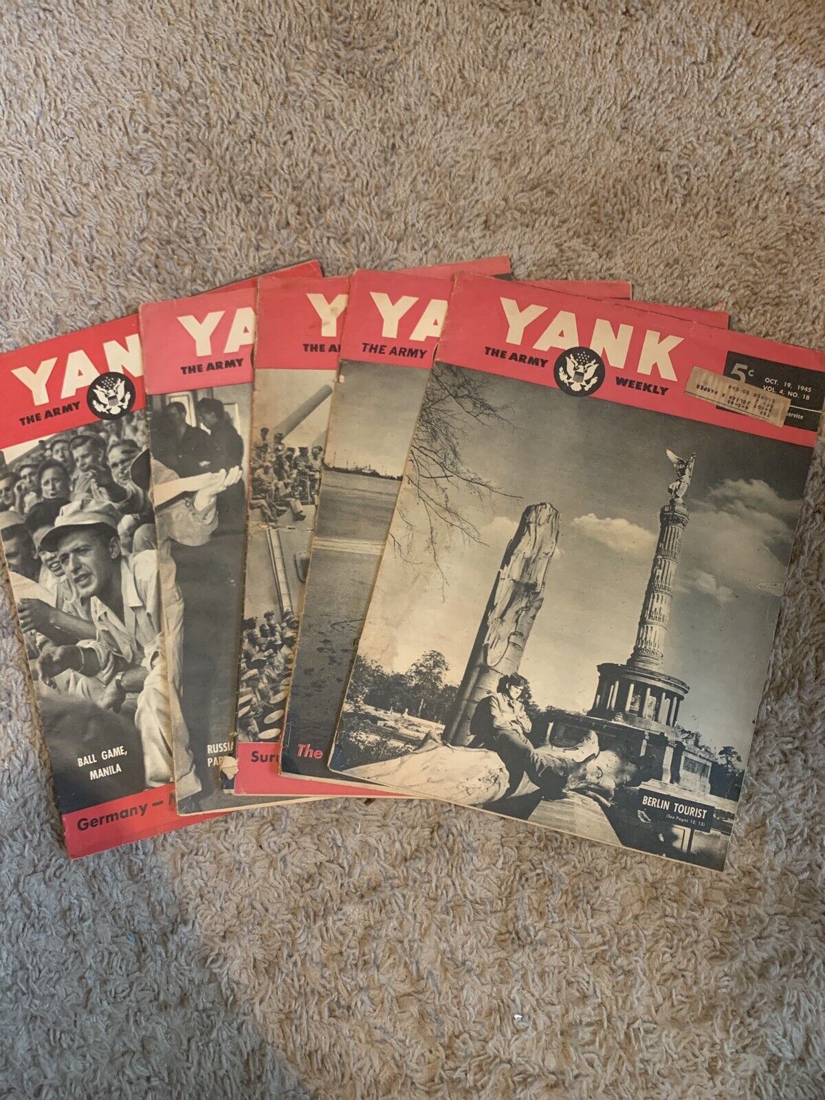 WWII 1945 Yank Magazine Lot Of 5 News / Newspaper