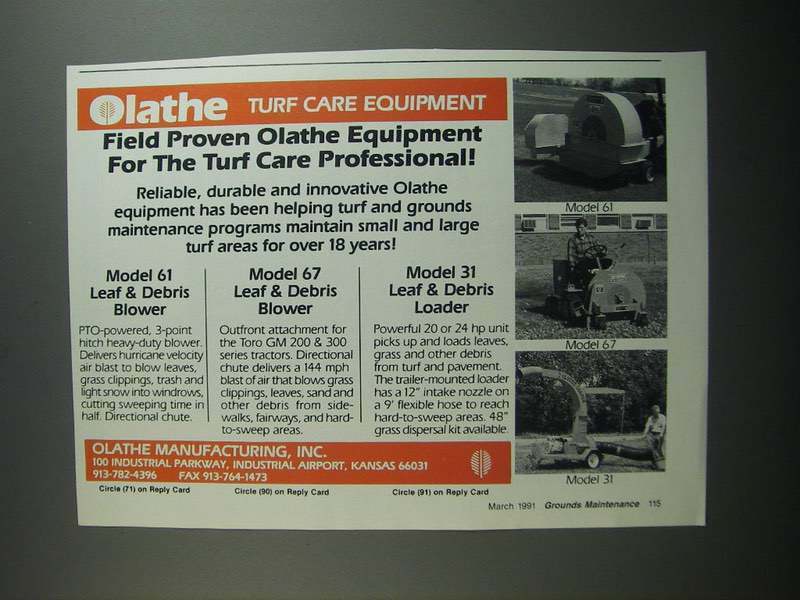 1991 Olathe Ad - 61 Leaf & Debris Blower, 67 Leaf & Debris Blower