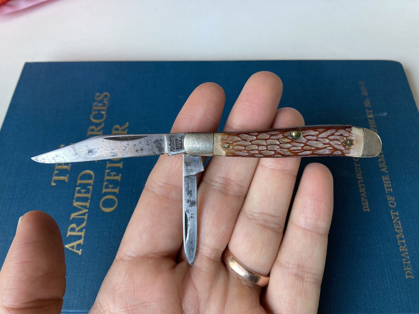Vintage Kabar 1019 Pocket Knife 2 Blade Made In USA Antique