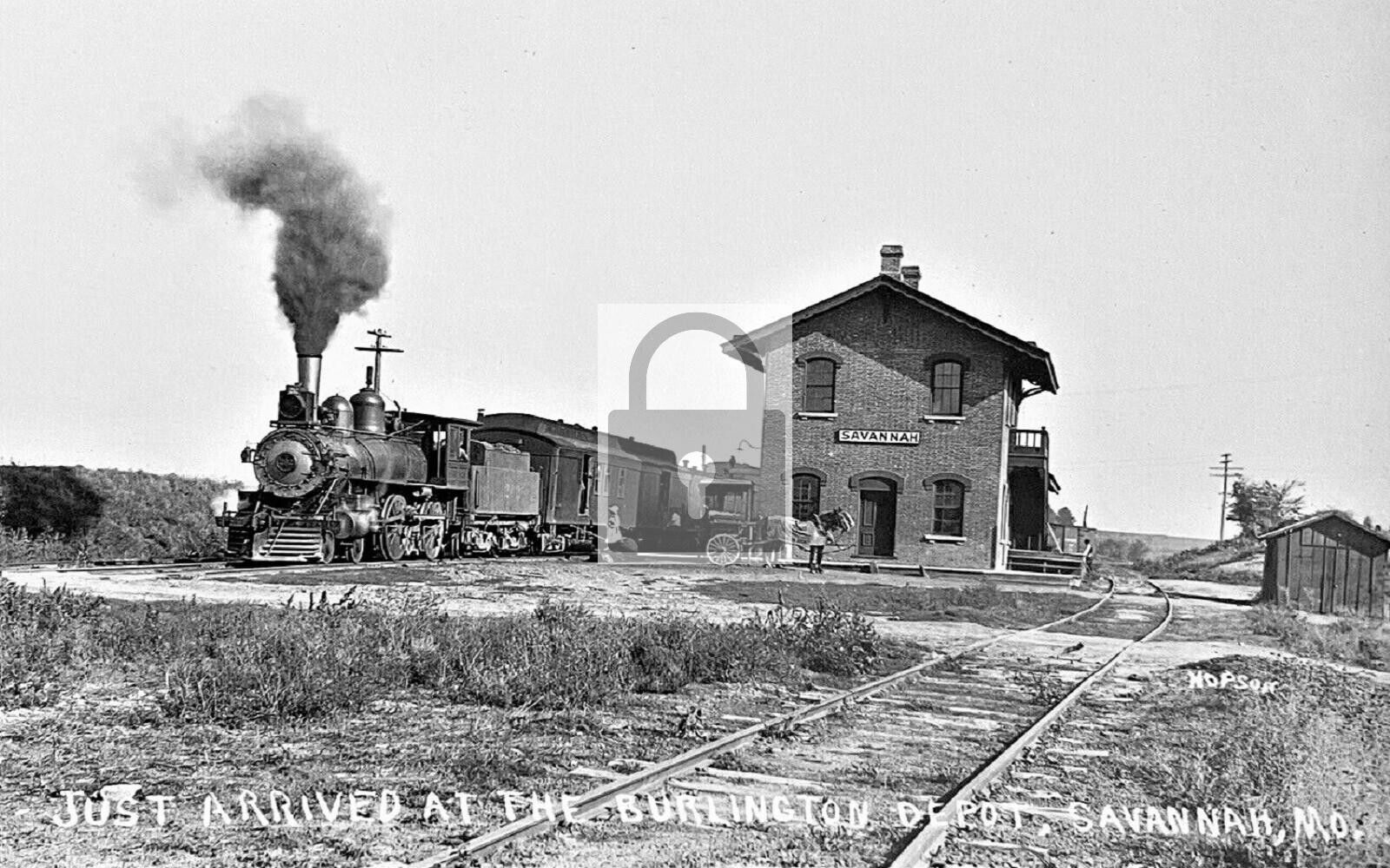 Railroad Train Station Depot Burlington Savannah Missouri MO - 8x10 Reprint