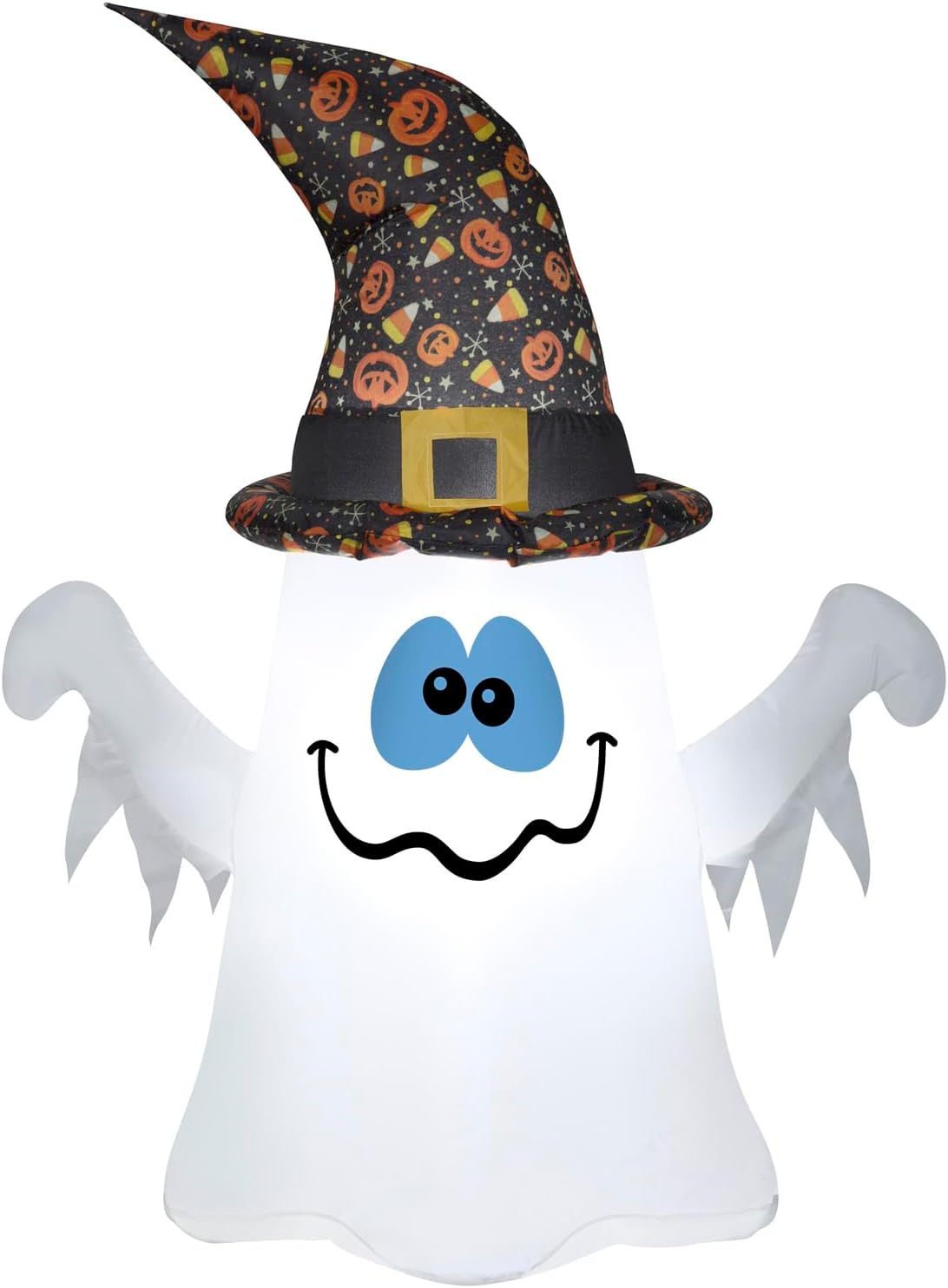 Halloween Inflatable Ghost in Witch Hat, 4 Ft Tall, Multi
