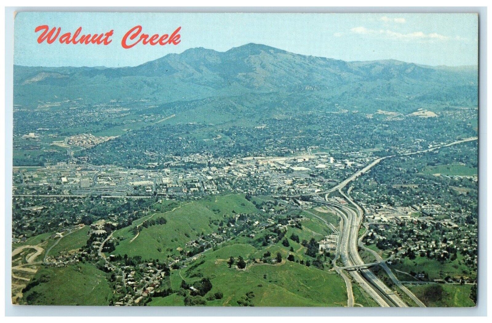 1975Aerial View  Walnut Creek Mt. Diablo Background California Vintage Postcard